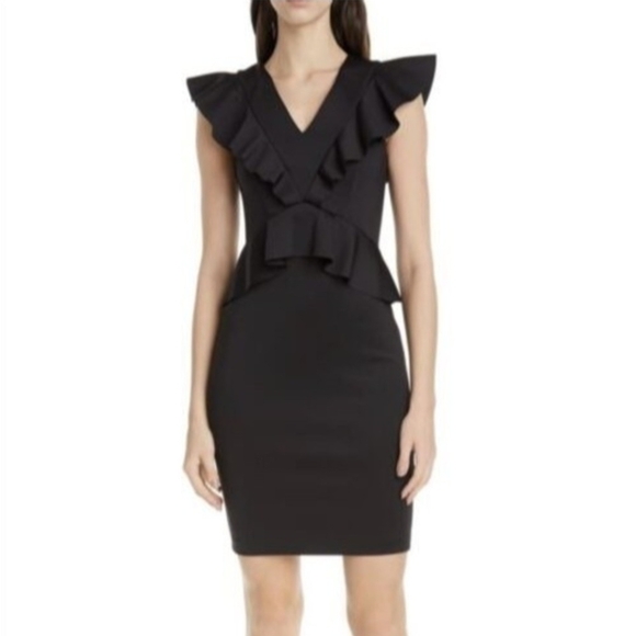 Elegant Black Ruffle Dress - Picture 1 of 5